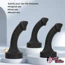 10.63in 12.6in 13.77in Silicone Big Soft Curved Black Dildo With Mushroom Head
