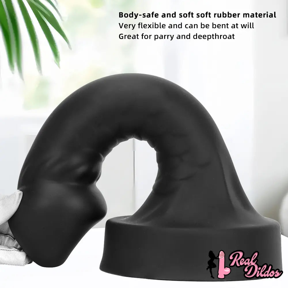 10.63in 12.6in 13.77in Silicone Big Soft Curved Black Dildo With Mushroom Head