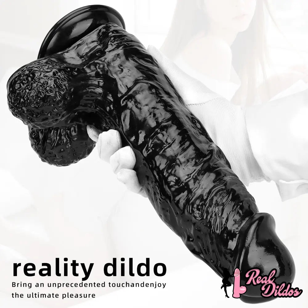 12.2in Super Big Thick Realistic Black Dildo BDSM Sex Toy For Anal Sex
