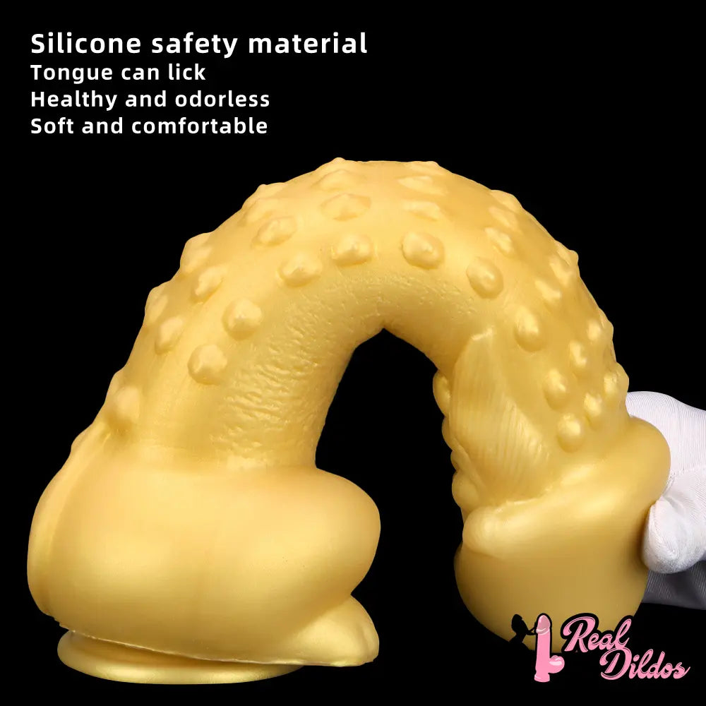 11.8in Liquid Large Soft Silicone Fantasy Thick Gold Anal Dildo