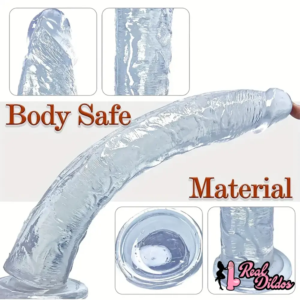 13.4in Lifelike Large Long Jelly Dildo With Balls-Free Small Glans