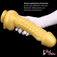 11.8in Liquid Large Soft Silicone Fantasy Thick Gold Anal Dildo