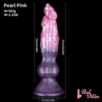 10.63in Fantasy Big Dog Penis Animal 3in1 Head Silicone Soft Dildo