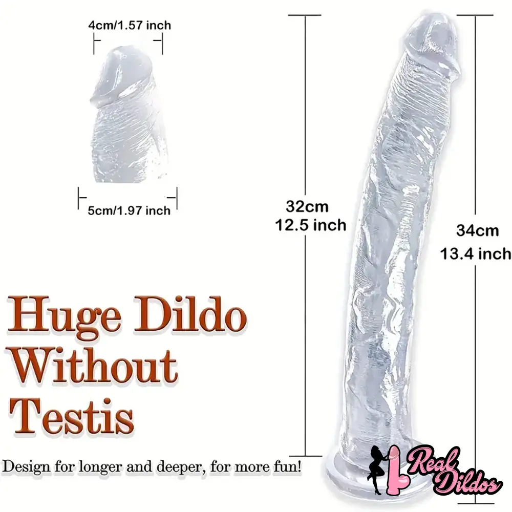13.4in Lifelike Large Long Jelly Dildo With Balls-Free Small Glans