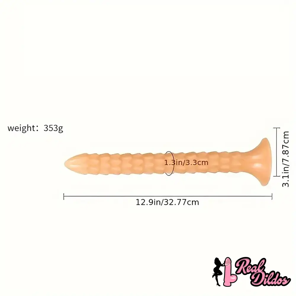 12.9in Big Spiked Long Skinny Dildo For Anus Stimulation With Sucker