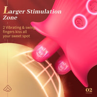 Rose Romeo - 3in1 Rose Sex Toy with 2 Suction Cups Adult Toys Female Clitoral Nipple Vibrators with 10 Licking Sucking Vibrating