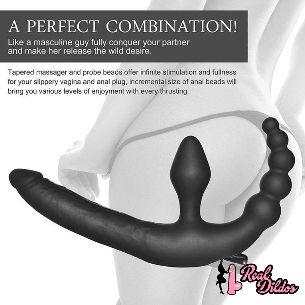 13.8in Triple Dildo With Butt Plugs Sex Toy For Vagina Anus Sex