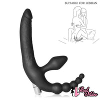 13.8in Triple Dildo With Butt Plugs Sex Toy For Vagina Anus Sex