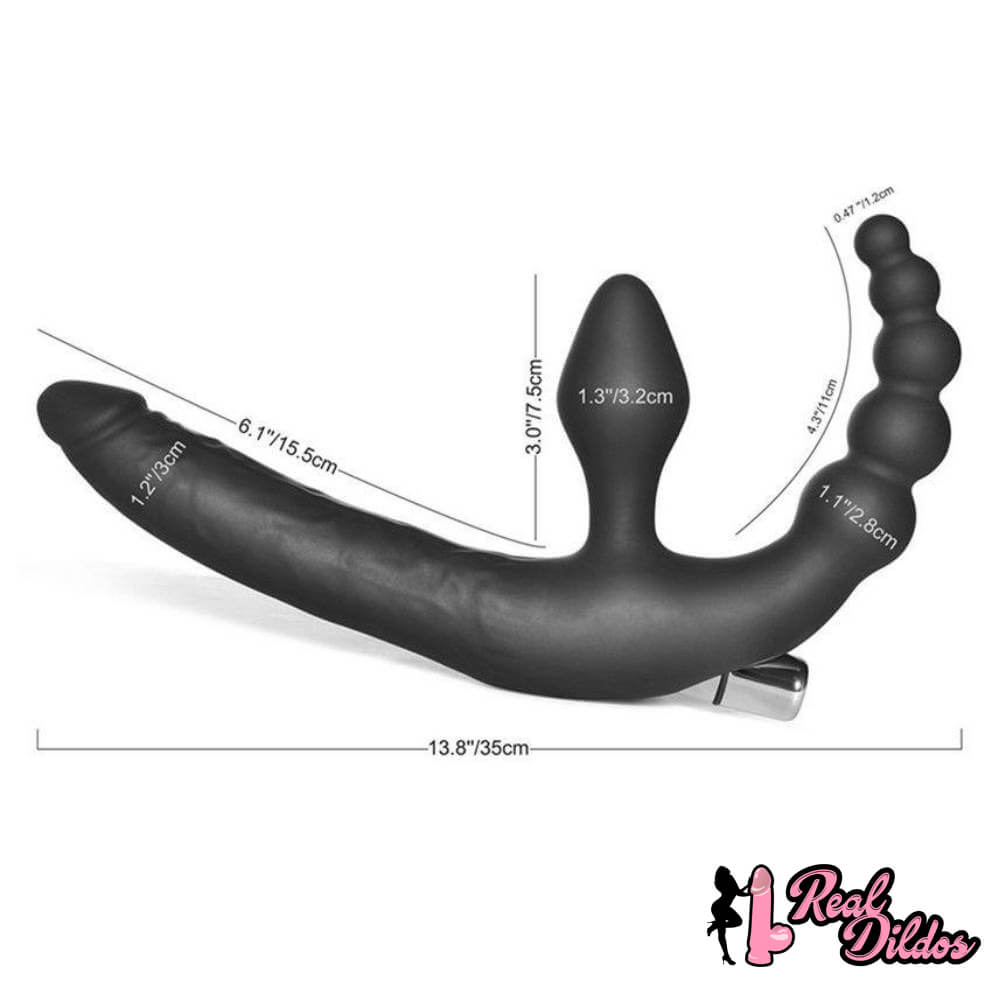 13.8in Triple Dildo With Butt Plugs Sex Toy For Vagina Anus Sex