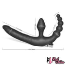 13.8in Triple Dildo With Butt Plugs Sex Toy For Vagina Anus Sex