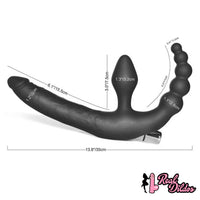13.8in Triple Dildo With Butt Plugs Sex Toy For Vagina Anus Sex
