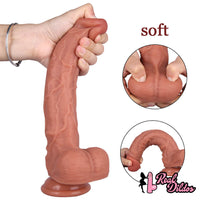 10.04in Skin Feeling Real Soft Dildo Female Sex Toy With Sucker