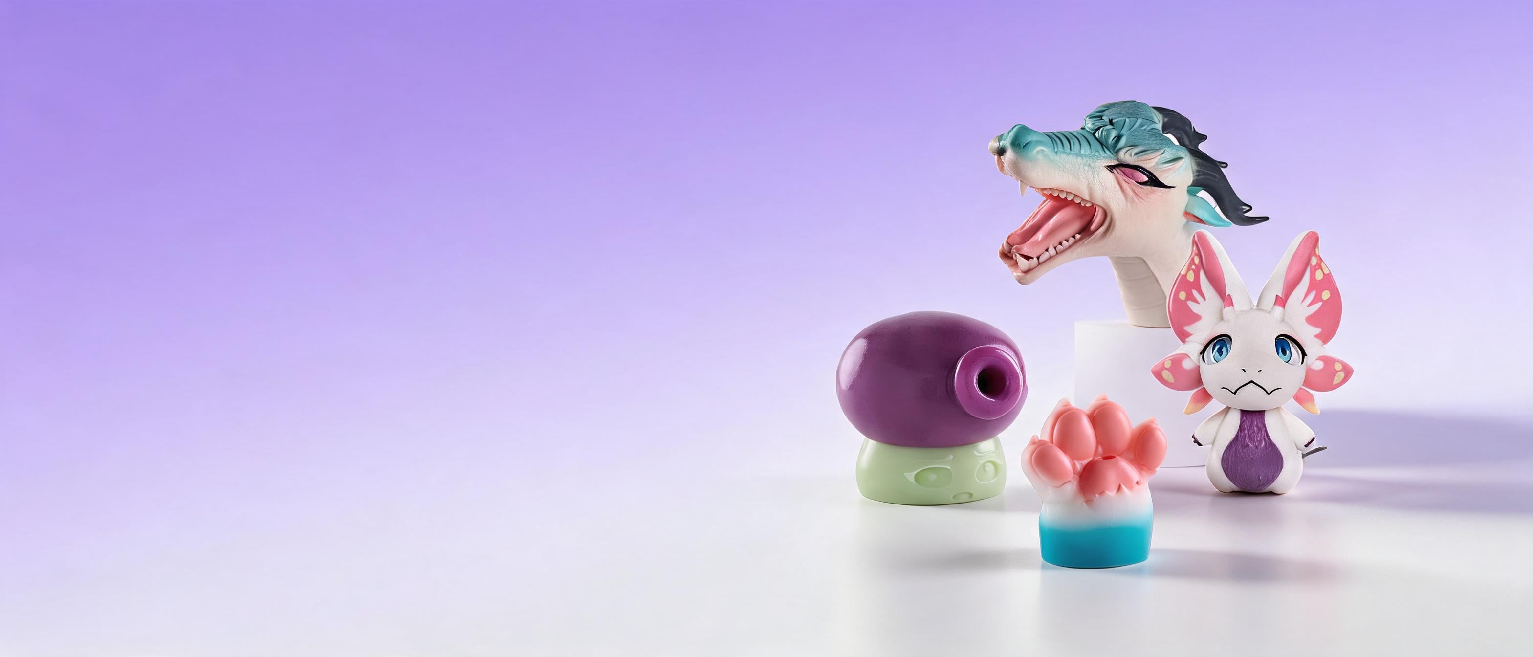 A curated lineup of Eroship furry and fantasy creature toys